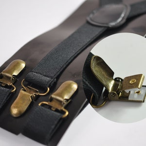 Noir 25 MM Élastique Y-Back Bretelles Bretelles Bronze Métal Clips pour Hommes Adultes/Jeunesse Adolescent/Enfant Garçon/Bambin Bébé Nourrisson