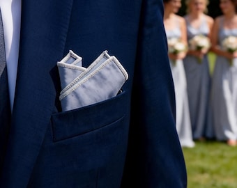 Dusty blue Wedding Formal Pocket Square Hanky Handkerchief for Men / Youth / Boy Kids / Baby Infant Toddler