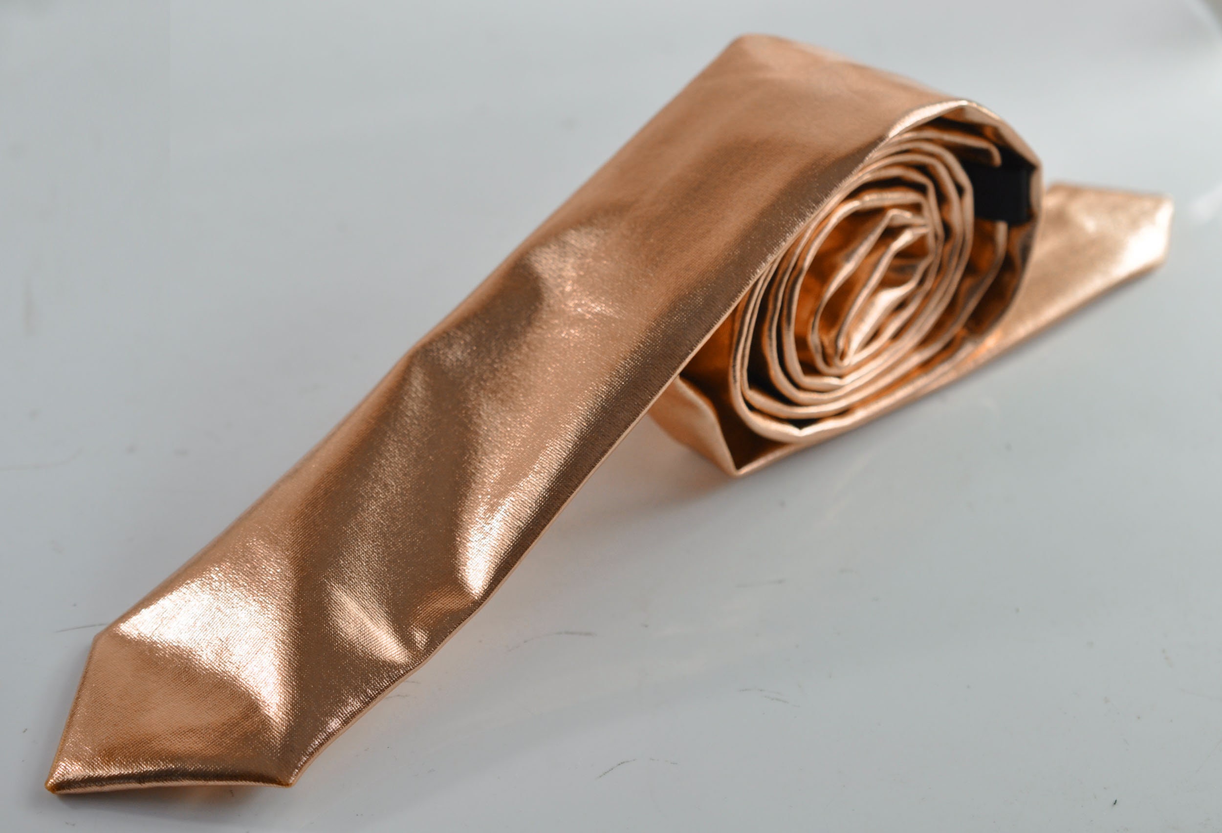 metallic rose gold tie