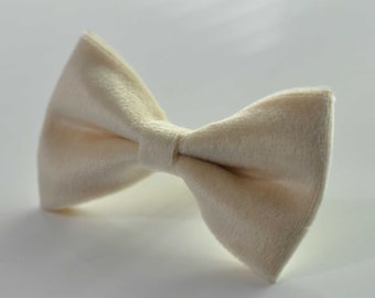 Cream White Ivory Solid Velvet Pre tied Bow Tie Bowtie for Mend Adult / Youth Teenage / Boy Kids / Baby Infant Toddler Wedding