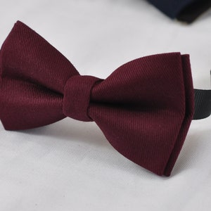 Burgundy Wine Red Cotton Bow Tie Matched Elastic Suspenders Braces Set ...