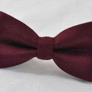 Burgundy Wine Red Cotton Bow tie Elastic Suspenders Braces Pocket Square Hanky Handkerchief for Men / Youth / Boys Kids / Baby Infant image 3