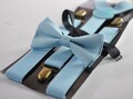 Pale Blue Light Boy Blue Cotton Bow tie Bowtie + matched Elastic Suspenders Braces for Men / Youth Teenage/ Boys Kids / Baby Infant Toddler