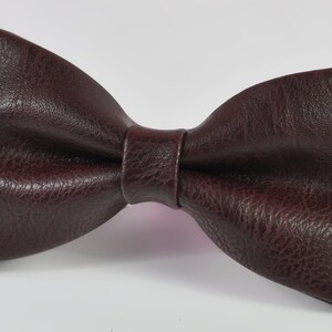 Toffee Brown Navy Black Ginger Wine Red Rust Pre tied Faux Leather Wedding Bow tie Bowtie for Men / Youth / Boys Kids / Baby Infant Toddler Dark Brown