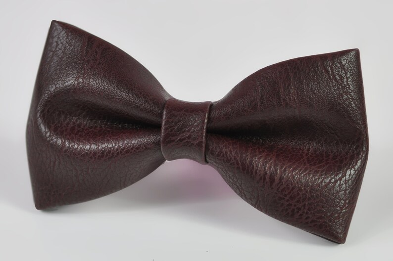 Toffee Brown Navy Black Ginger Wine Red Rust Pre tied Faux Leather Wedding Bow tie Bowtie for Men / Youth / Boys Kids / Baby Infant Toddler Dark Brown