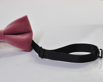 Set Nœud Papillon Velours Rose Poussiéreux + Bretelles Gris Clair – Fait Main En Australie, Neuf, Clip-on