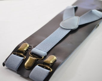 DUSTY BLUE 25MM Tirantes elásticos Y-Back Brackets Bronze Metal Clips para Hombres Adulto / Joven Adolescente / Niños Niño / Niño Pequeño Bebé Bebé