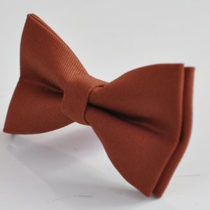 Rusty Rust Red Brown COTTON Bow tie Bowtie matched pocket Square Hanky Handkerchief Wedding for Men / Youth / Boys Kids / Baby Infant zdjęcie 5