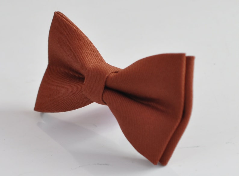 Rusty Rust Red Brown COTTON Bow tie Bowtie matched pocket Square Hanky Handkerchief Wedding for Men / Youth / Boys Kids / Baby Infant image 5