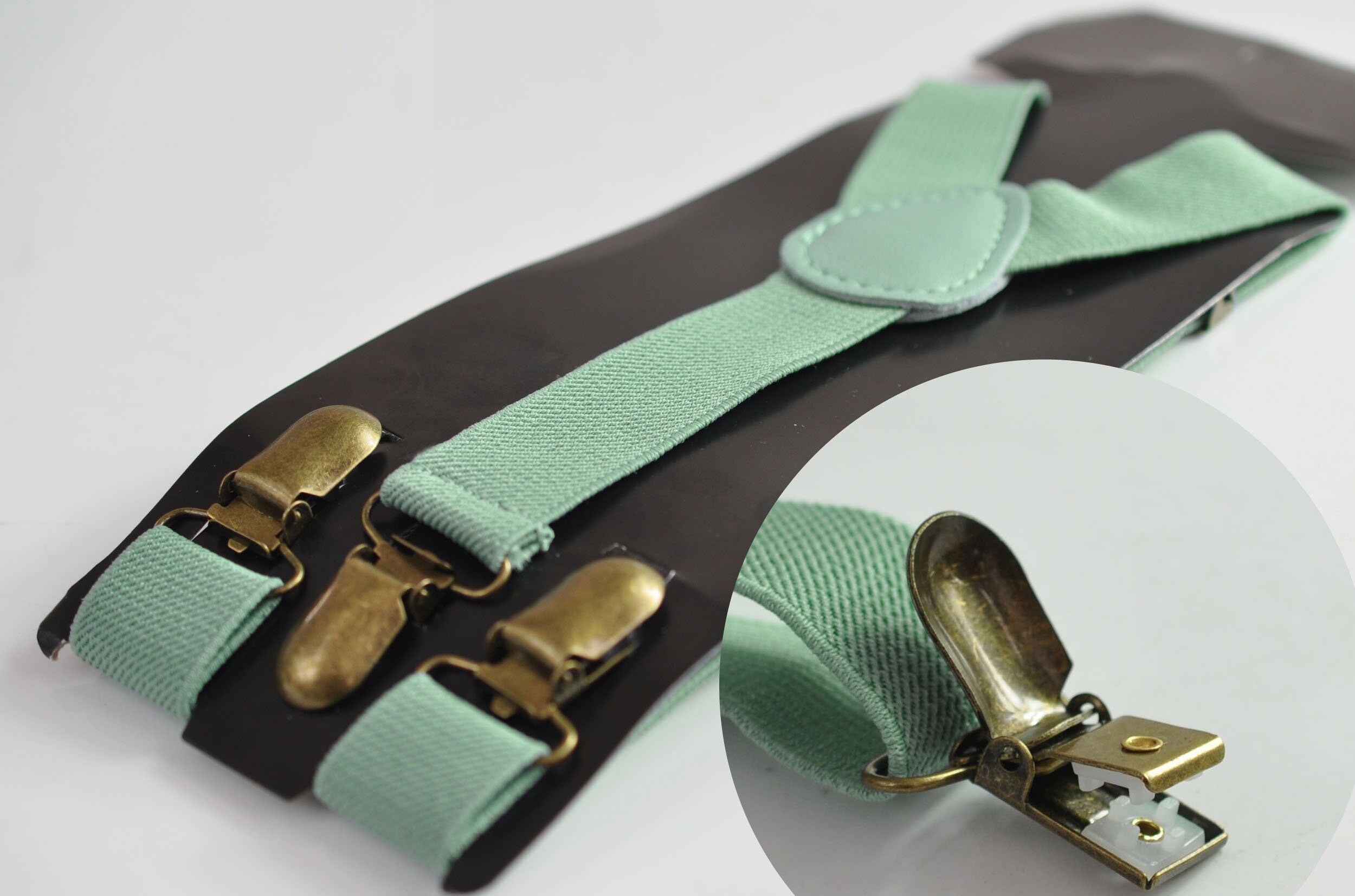 Dad And Son Sage Green Set With Bow Ties And Suspenders - Foto 5