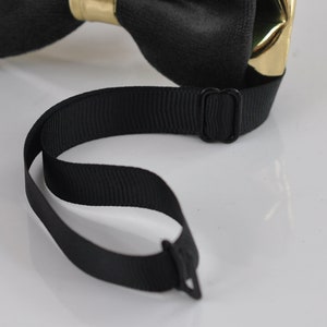 Black Velvet Gold Faux Leather Bow Tie Bowtie Pocket Square - Etsy