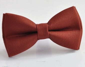 Cinnamon Terracotta Red Brown Cotton Bow tie Bowtie for Men Adult / Youth Teenage / Boy Kids / Toddler Baby Infant