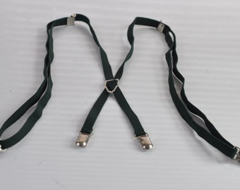 Men Women Dark Emerald Green 15mm 1.5cm Wide Skinny X-Back Adjustable Pants Elastic Suspenders Braces Fits Height 150cm to 210cm