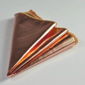 Men Men&#39;s Rose Pink Gold Shining Handmade Soft Faux leather leather look Pocket Square for Wedding Formal Hanky Handkerchief