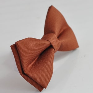 Rusty Rust Red Brown COTTON Bow tie Bowtie matched pocket Square Hanky Handkerchief Wedding for Men / Youth / Boys Kids / Baby Infant image 4