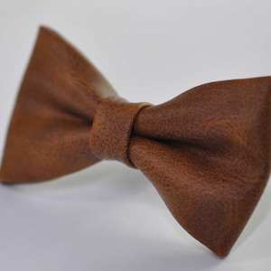 Tan Brown Faux Leather Pretied Bow Tie Bowties for Men Adult / Youth Teenage / Toddler Boy / Baby Infant Toddler Wedding Prom