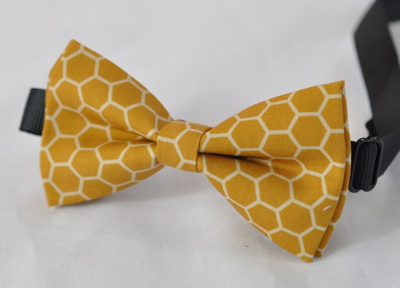 Black Elastic Suspenders Braces for Baby infant Boy Kids Youth Teenage Men Yellow Bees Honeycomb Honey Comb Print Cotton Bow tie