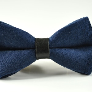 Männer Unisex Navy Blue Velvet schwarz Kunstleder Fliege Bowtie Handwerk Hochzeitsparty Pretied