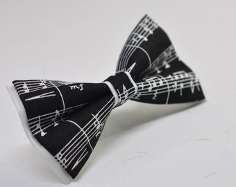 Black White Cotton Sheet Music Notes Bow Tie Bowtie for Baby Infant Toddler/ Page Boy  Kids Toddler / Teenage Youth / Adult
