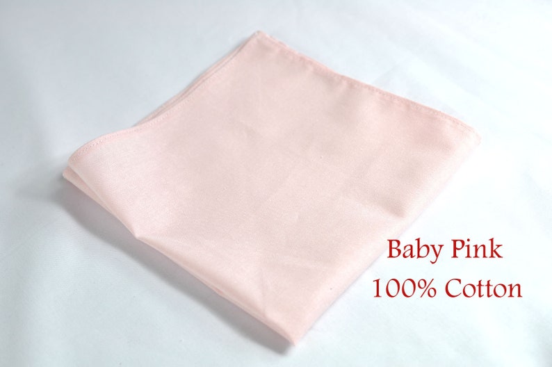 Mens Baby Pink 100/% Cotton Hand Made Pretied Bow tie and Matched Pocket Squares Hanky Handkerchief for Wedding or Party