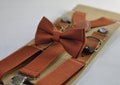 Rust Rusty Redish Brown Cotton Bow tie Bowtie + matched Elastic Suspenders Braces for Men / Youth Teenage/ Boys Kids / Baby Infant Toddler