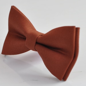 Noeud papillon en coton marron rougeâtre rouille bretelles élastiques assorties pour homme/jeune adolescent/garçon enfant/bébé enfant en bas âge image 4