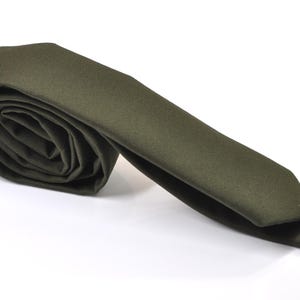 Men Women Unisex Olive Green Army Green Cotton Skinny 100% Cotton Necktie Neck Tie for Wedding Party Prom