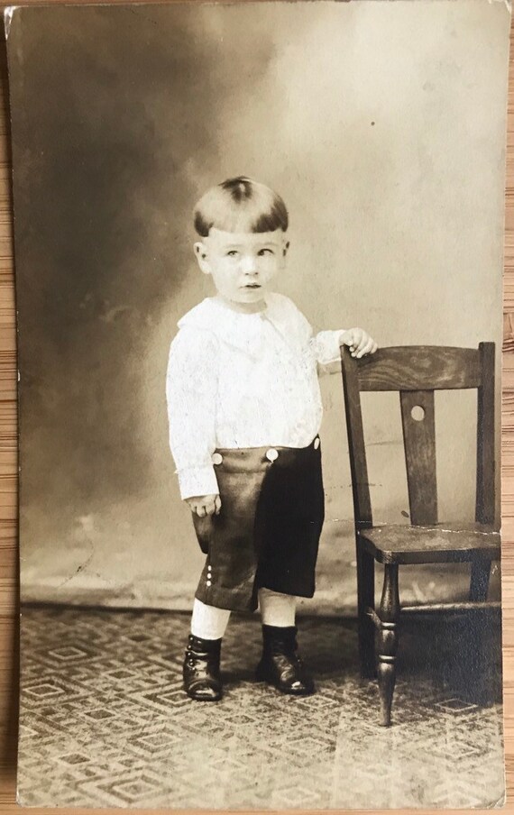 Vintage Real Photo Postcard Rppc Little Boy Bowl Cut Kids Boy Etsy