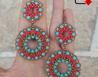 Tutorial Pendientes Tíbet - tutorial fotográfico para pendientes con rodillo, supeduo, perlas y rocallas - Pdf - patrón de pendientes con cuentas