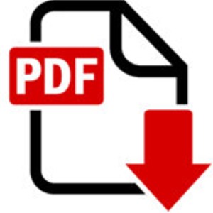 May include: A red PDF file icon with a white "PDF" label, with a red downward arrow pointing to the right.