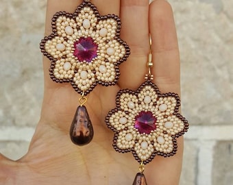 Flower Earrings - beading pattern
