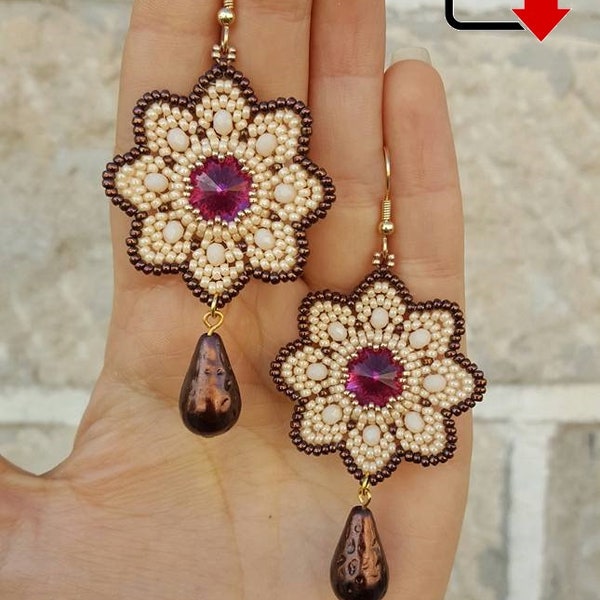 Flower Earrings - beading pattern