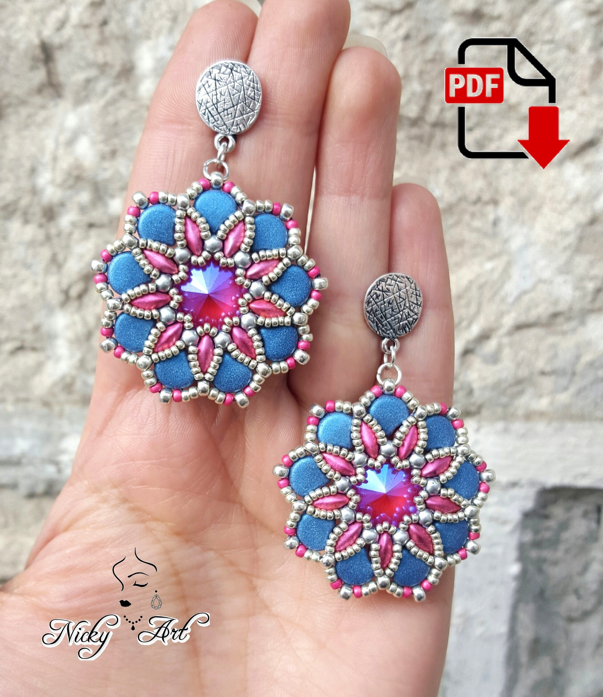 Beading pattern - Ginko Flower earrings