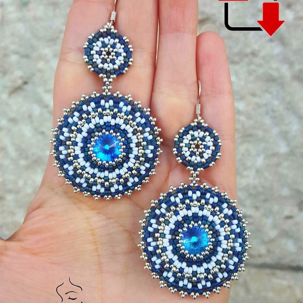 Tutorial Orecchini In Circle - tutorial fotografico per orecchini con rivoli, delica e rocailles - Pdf - earrings beading pattern