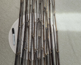 3' assorted THIN black bamboo pieces for decor or crafts, qty 16