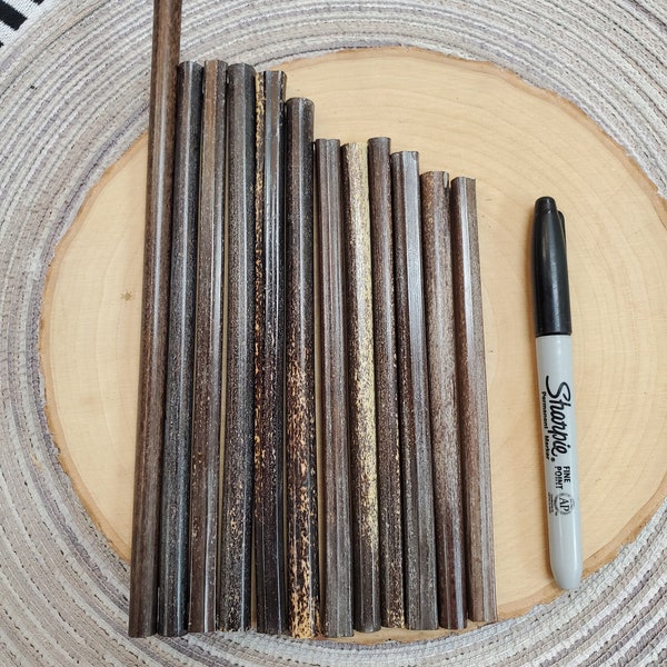 0.8 - 0.9 cm diam. Black Bamboo hollow dowels,  Qty: 12