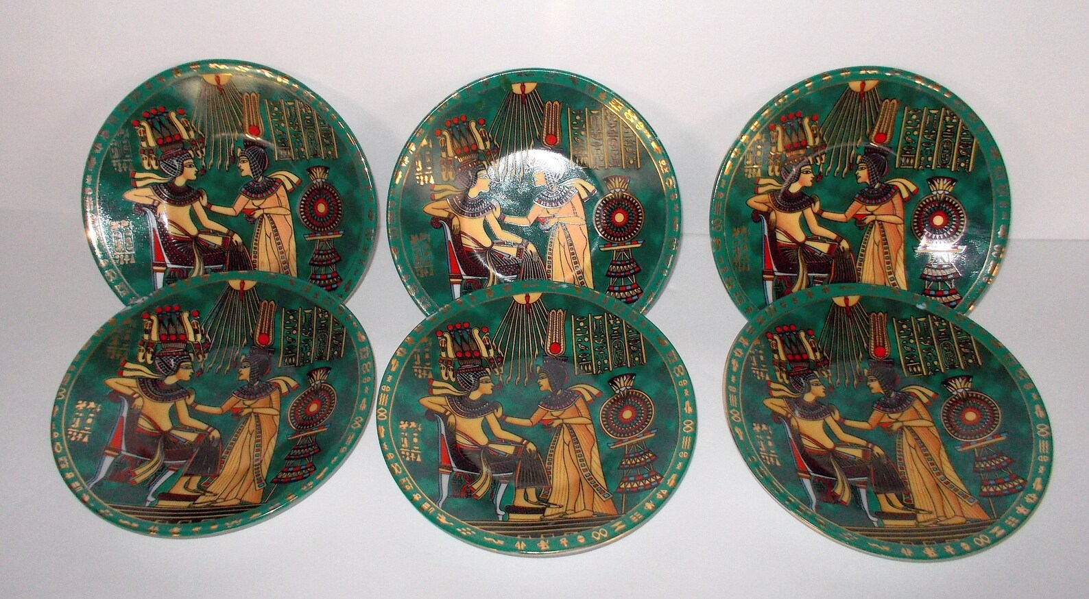 Set of 6 Egyptian Plates King Tut & Queen Nefertiti Matbakhi Etsy