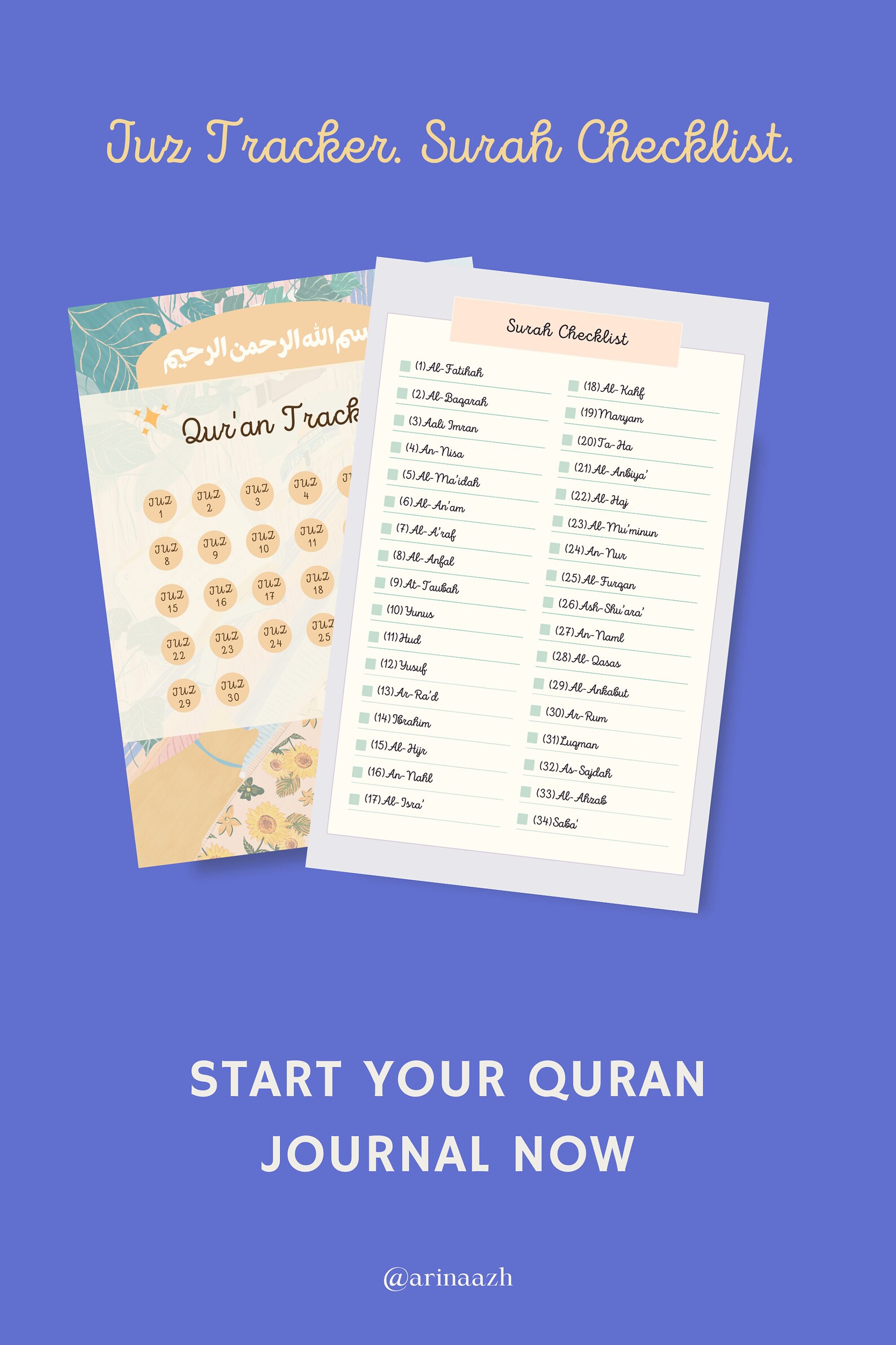 Digital Download 2023 Quran Journal, Quran Tracker Printable, Quran