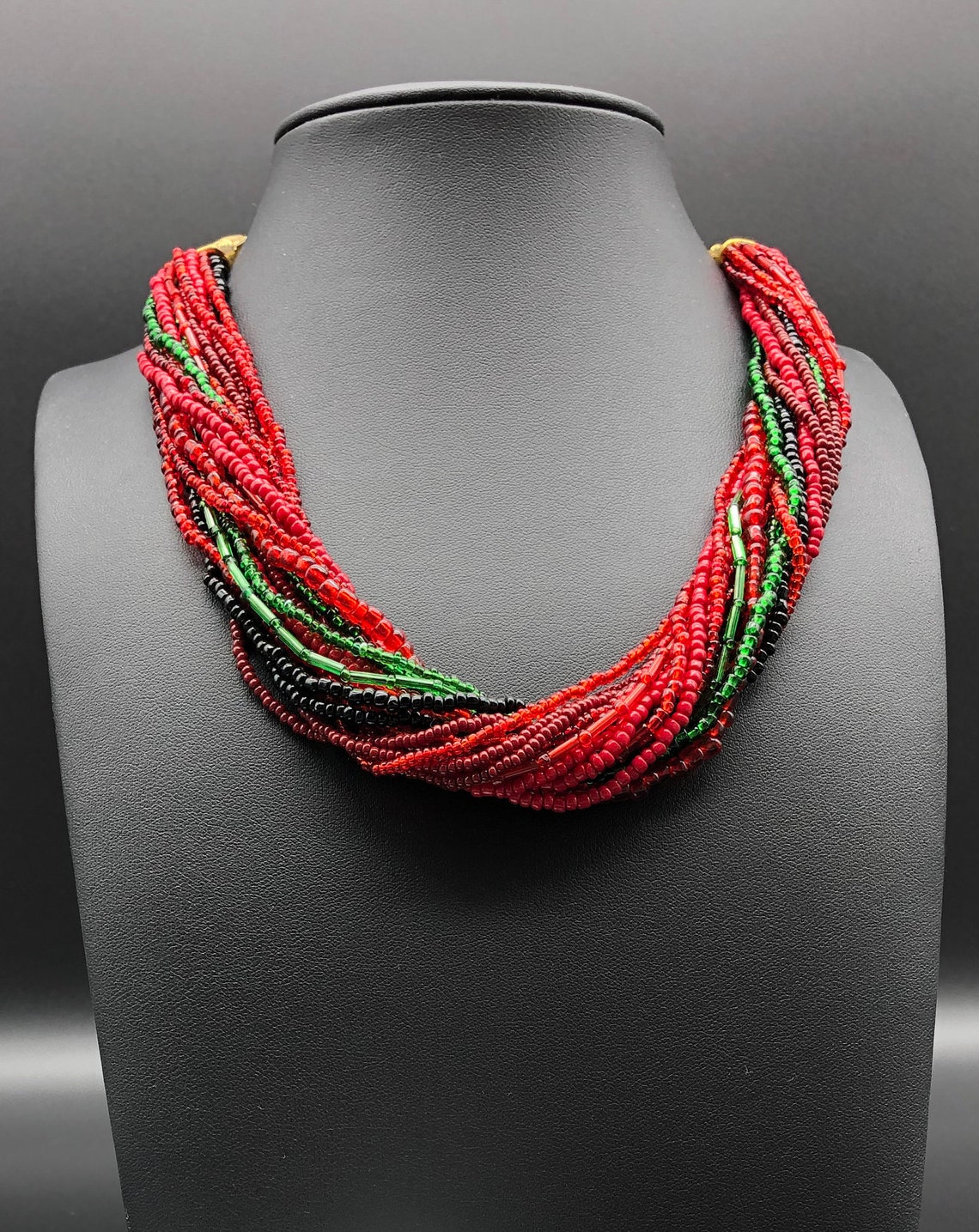 Handmade Red Seed Beads Necklace Etsy