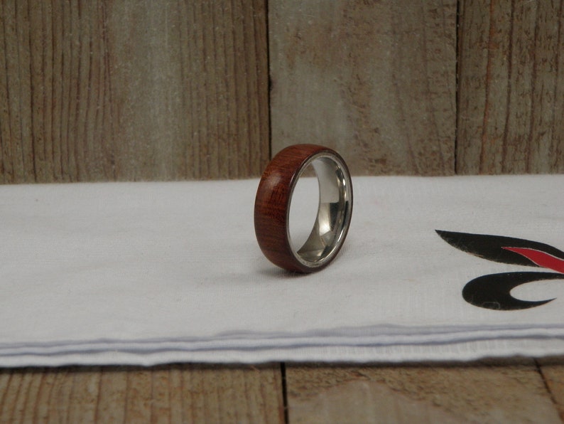 Size 12 x 8 MM African Bloodwood Ring with Stainless Steel Core
