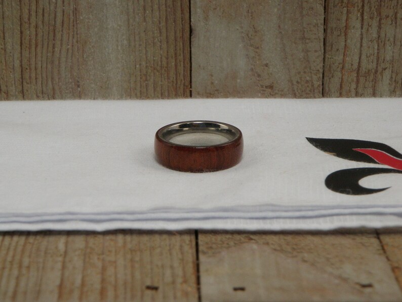 Size 12 x 8 MM African Bloodwood Ring with Stainless Steel Core