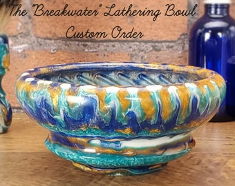 The "Breakwater"  Textured Wet Shaving Lathering Dish, Custom Pre-Order