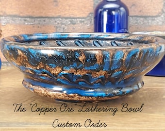 The "Copper Ore"  Textured Wet Shaving Lathering Dish, Custom Pre-Order