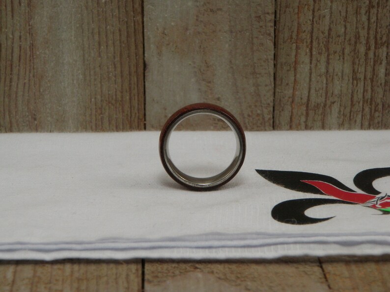Size 12 x 8 MM African Bloodwood Ring with Stainless Steel Core