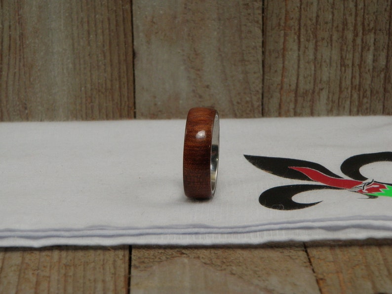 Size 12 x 8 MM African Bloodwood Ring with Stainless Steel Core