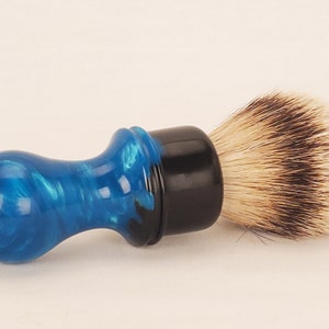 The "Over Under, Black & Aqua Blue" 24mm Shaving Brush| Your choice of badger knot, synthetic knot, or handle a la carte!