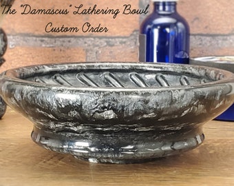 The "Damascus"  Textured Wet Shaving Lathering Dish, Custom Pre-Order