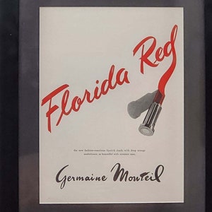 Florida Red Lipstick, ad for Germaine Monteil, Vintage, Wall Decor, Vintage Vogue 1955, illustration, Jessica Daves