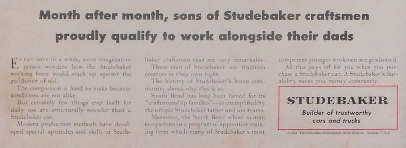 Studebaker, Vintage Auto Ad, 1951, Thomas Dewey, Yu Yu-Jen, Man Cave Decor, Garage Decor, Classic Car image 3