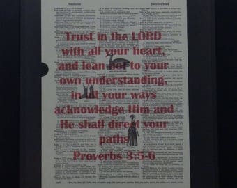 Trust in Lord, Bible Verse, Proverbs 3:5-6, Christian Art, Bible Quote, Christian Gift, Scripture Wall Art